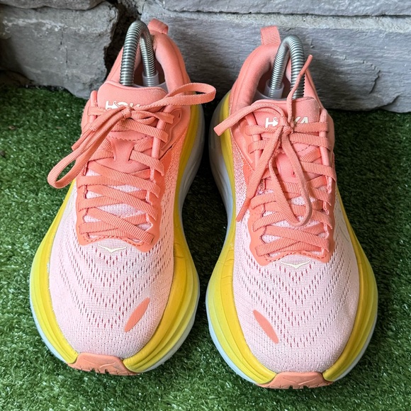 Hoka One One Pink and Yellow Sneakers - Picture 3 of 10